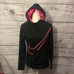 Nike Women's Black Hoodie with Pink Accents size small